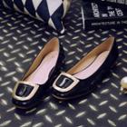 Genuine Leather Buckled Flats
