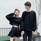 Couple Matching Lettering Sweatshirt / Pleated A-line Skirt / Straight Leg Pants (various Designs)