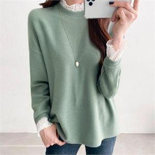 Crochet-layered Boxy Pullover