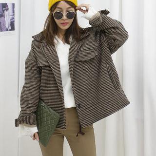 Flap-detail Oversized Checked Jacket