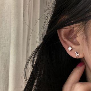 925 Sterling Silver Crescent Stud Earring