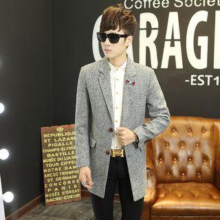 Double-button Melange Tweed Coat