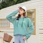 Embroidered Letter Hoodie Aqua Green - One Size