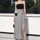 Sleeveless Slim-fit Top / Side-slit Dress
