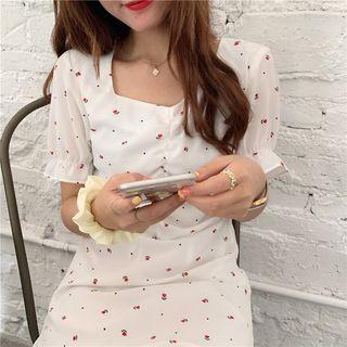 Floral Square-neck Short-sleeve Blouse / Dress