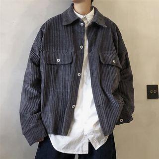 Plain Corduroy Long Sleeve Jacket