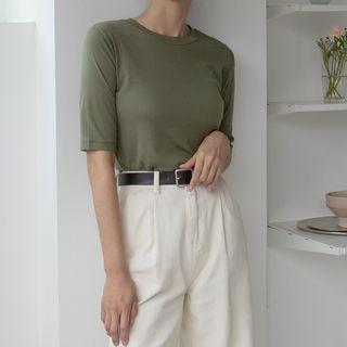Basic Elbow-sleeve T-shirt