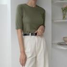 Basic Elbow-sleeve T-shirt
