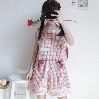 Plaid Tank Top / Plaid Wide Leg Shorts