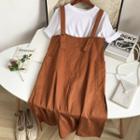 A-line Pinafore Dress Brown - One Size
