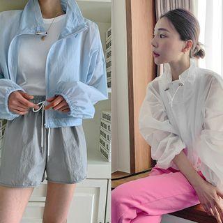 High-neck Crop Windbreaker Jacket