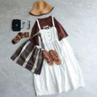 Spaghetti-strap Plain Lace Dress White - One Size
