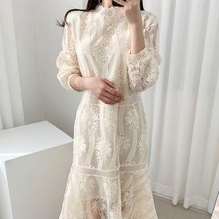 Lace Long-sleeve Sheer Dress