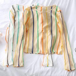 Rainbow-stripe Sheer T-shirt