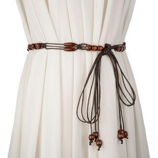 Wood Beaded Woven Belt
