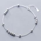 925 Sterling Silver Bead Anklet S925silver Anklet - One Size