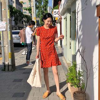 Short-sleeve Printed Minidress