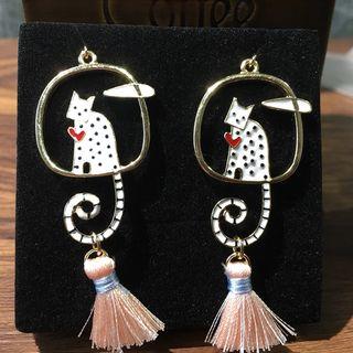 Cat Tassel Drop Earring