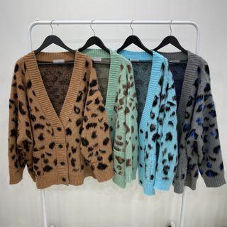 Leopard Pattern V-neck Cardigan
