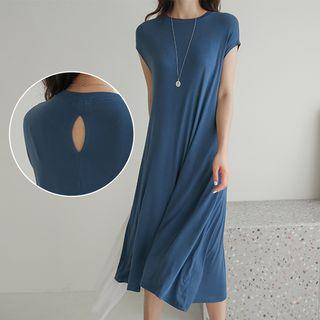 Cap-sleeve Cutout-back Long Dress