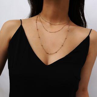 Alloy Bead Layered Choker Necklace