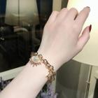 Faux Pearl Eye Chunky Chain Bracelet Gold - One Size