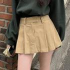 Low Rise Corduroy Mini Pleated Skirt