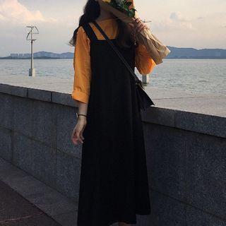 Long-sleeve T-shirt / A-line Midi Pinafore Dress / Set