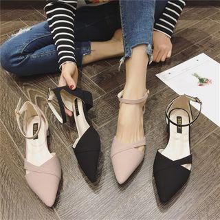 Low-heel Pointed Dorsay Sandals