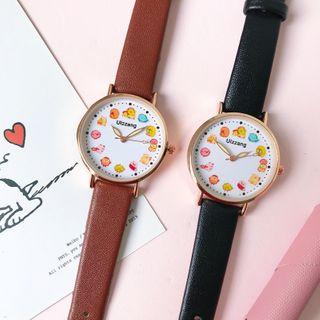Set: Animal Patterned Leather Watch + Cherry Bangle