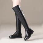 Faux Leather Platform Chunky Heel Over-the-knee Boots