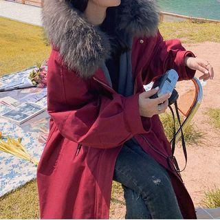 Mock Fur Hooded Cargo Jacket