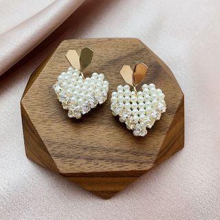 Alloy Faux Pearl Heart Dangle Earring
