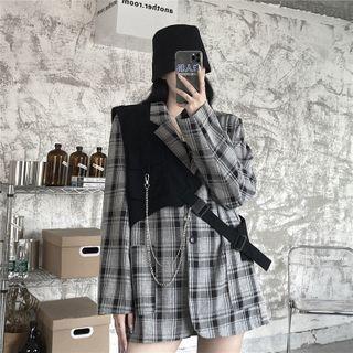 Plaid Shirt / Asymmetric Vest