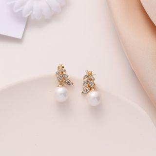 S925 Sterling Silver Faux Pearl Drop Ear Stud 1 Pair - 925 Silver - Earrings - One Size