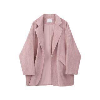 Single Button Corduroy Blazer Pink - One Size