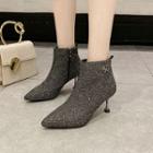 Pointy Rhinestone High Heel Ankle Boots