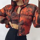 Printed Cropped Zip Padded Coat