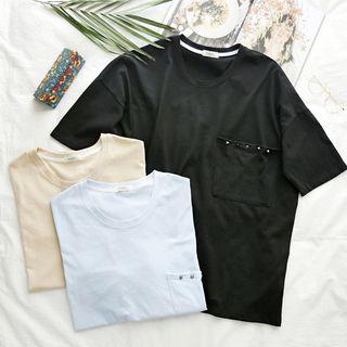 Studded Elbow-sleeve T-shirt
