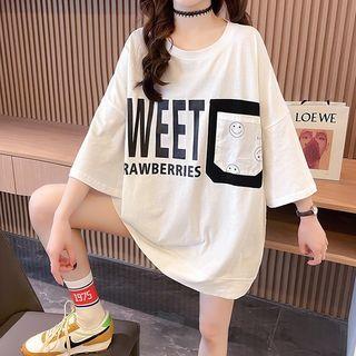 Smiley Face Print Panel T-shirt