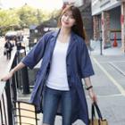 3/4-sleeve Drawstring-waist Buttoned Jacket