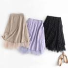 Sheer Panel Knit A-line Skirt
