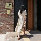 Pintuck Linen Blend Long Dress