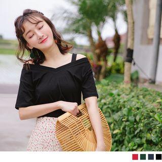 Cold Shoulder Cutout V-neck Top
