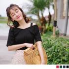 Cold Shoulder Cutout V-neck Top