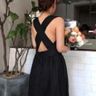 Sleeveless Cross Back A-line Dress