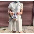 Short-sleeve Contrast Collar A-line Dress