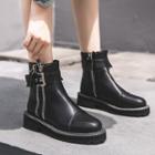 Zip-accent Belted Short Boots
