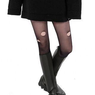 Distressed Sheer Tights Black - One Size