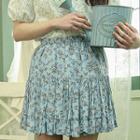 Elastic-waist Tiered Floral Miniskirt